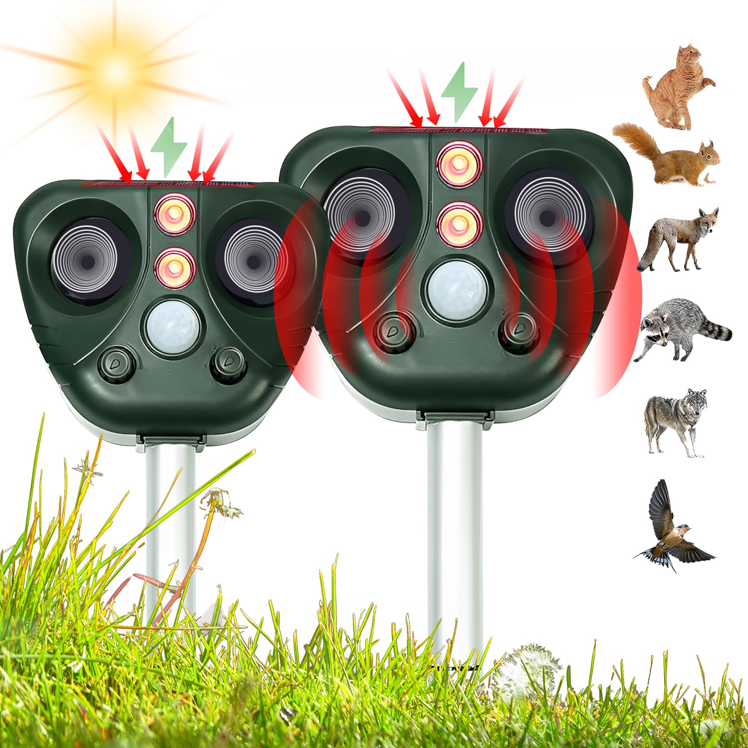 

Snowon Ультразвуковой отпугиватель животных и вредителей Отпугивает и USB Солнечный Инфракрасный 10м Обнаружение Вредителей IP65 1500мАч Большой Длительный Режим Ожидания Защищает Сады и Вредителей