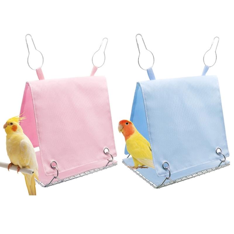 Steel Bird Bed Hammock Tent For Parakeets Lovebirds Snuggles Huts With Double Side Mat Ventilation Design For Cockatiels