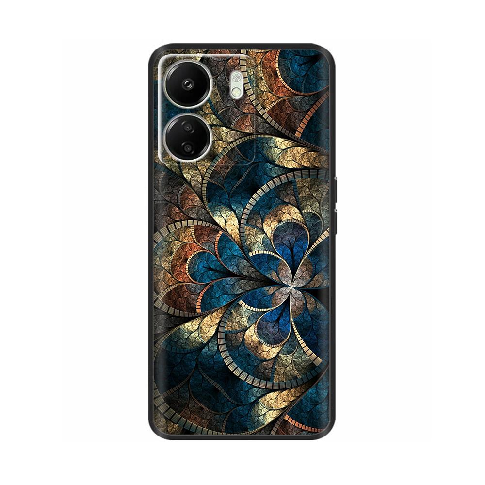 For Xiaomi Poco C65 Case Cute Luxury Painted Back Cover Soft Black Silicone Phone Case For Xiaomi Poco C65 PocoC65 Fundas Bumper