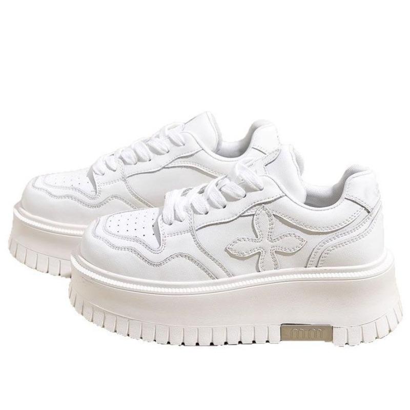 Inner heightening women's shoes leather platform white shoes children's versatile board shoes spring and summer new muffin casual shoes