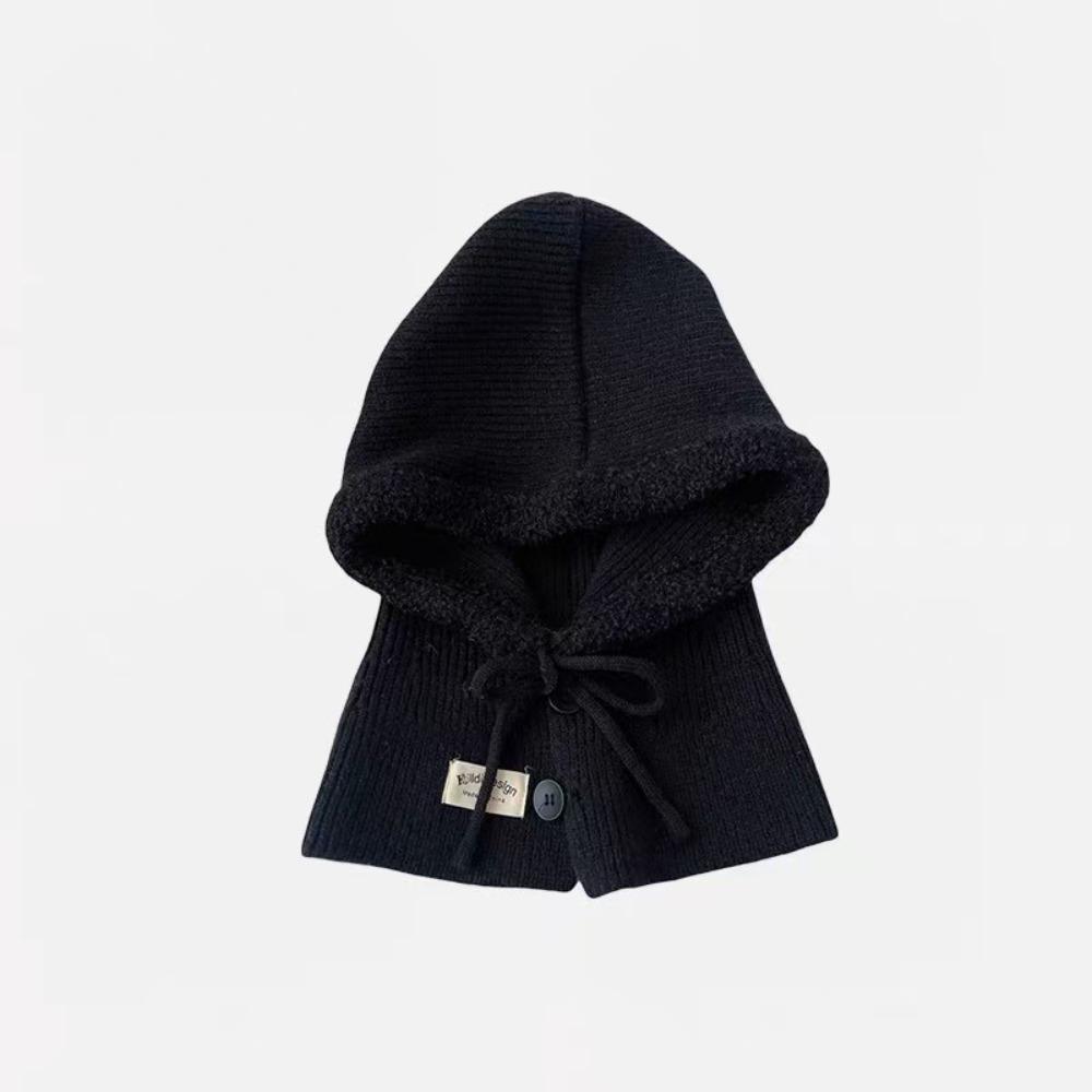 Solid Color Knitted Hooded Cap Wool Blend Earflap Hat Simple Winter Cap Outdoor