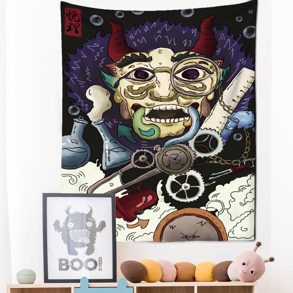 Japanese Illustration Tapestry Wall Hanging Kanagawa Wave Printing Bohemian Hippie Bedroom Home Decor