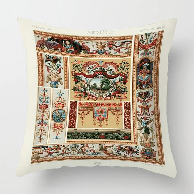 Home Decor Baroque Inspired Vintage Pattern Pillow Covers Pattern Cushion Cover Suitable for Sofa Bedroom Car Pillow Cover