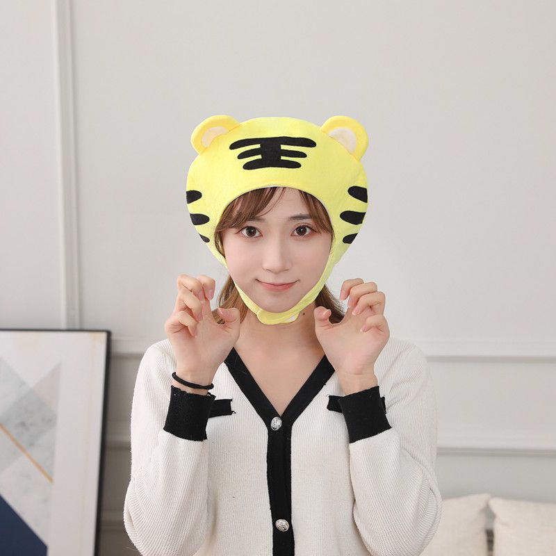 Halloween short printed king striped tiger hood hat, plush hood, photo props, cartoon hood