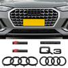 4Ring ABS Logo Black Car Hood Front Grille Emblem Rear Trunk Badge Sticker Auto Accessories For E2 Q3 2013-2022 Sline Quarrto E3a7s1