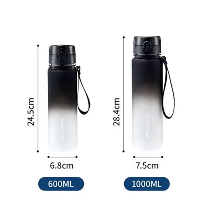 1 Liter Sportwasserflasche mit großem Fassungsvermögen, auslaufsicher, bunter Plastikbecher, zum Trinken im Freien, für Reisen, tragbar, für Fitnessstudio, Fitness, Krüge