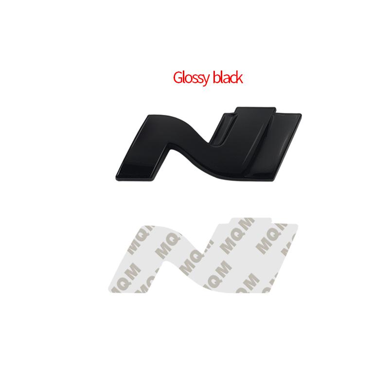 Wdjnt5 Glänzend Schwarz Metall N Kühlergrill Emblem Heckklappe Karosserie Abzeichen Aufkleber Für Hyundai N LINE Veloster Kona Elantra i30 i20 Tucson Sonata
