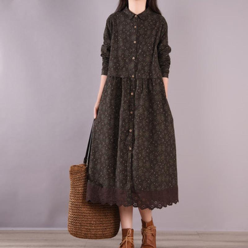 

Loose Women s Floral Casual Cotton and Linen Dress XL