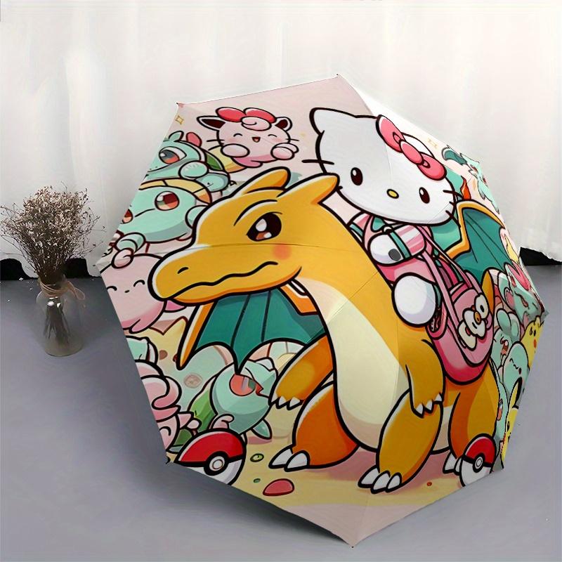 1pc Flying Dragon and Hello Kitty Pattern Umbrella, Fashionable, Personalized, High-Value Folding Umbrella, a Must-Have for Summer, 8-Rib Durable Iron