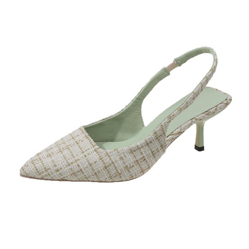 High-heeled Bag Head Sandals Women's New Summer Thin Heel Pointed Foot Cover Fashionable and Comfortable Single Shoes