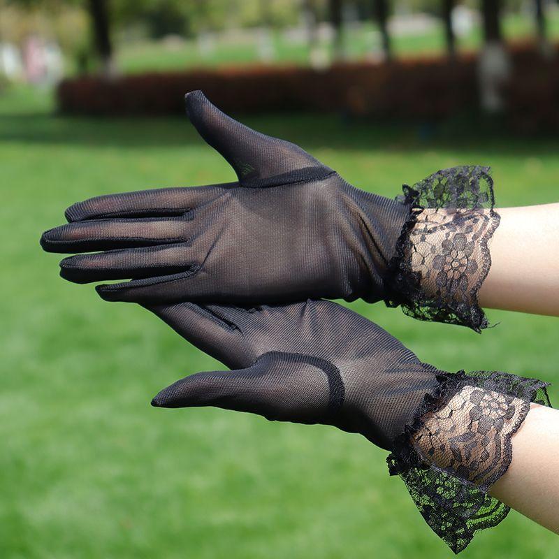 

Lace Lace Gloves Women s Thin Mesh Minimalist Finger Black Sexy Transparent Spring and Summer Sun Protection Elegance Easiest for Match Black-Short All yards