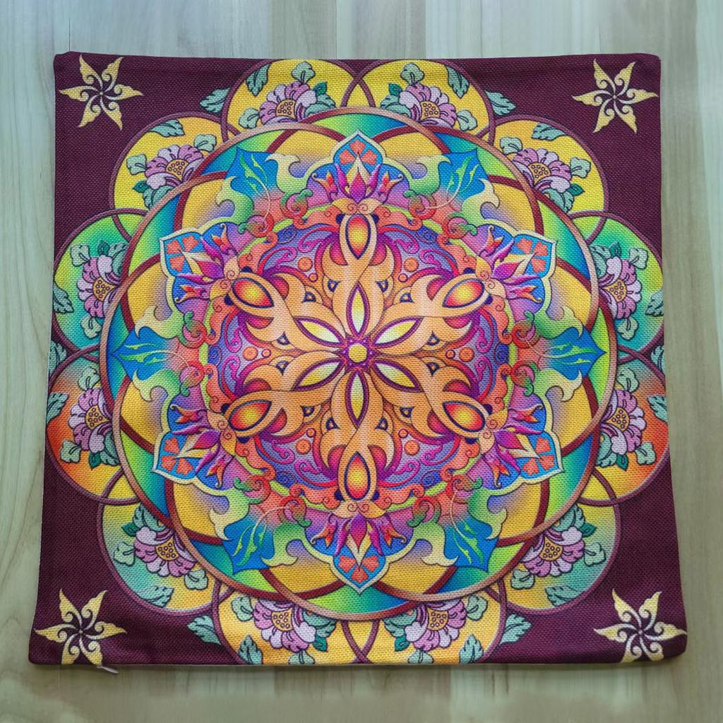 Special Sale Mandala Motif Bohemian Mediterranean Floral Plant Pattern Linen Home Decoration Pillow Case Sofa Cushion Cover Case