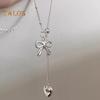 Bow Necklace Silver Bow Heart Pendant Necklace Women Simple Jewelry Gift for Dating Daily Wear Banquet Work Party