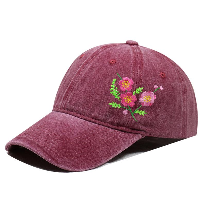 Embroidered Flower Diy Hat Soft Top Outdoor Sun Protection Casual Cotton Baseball Cap Fashionable Spring Summer Hat For Girls