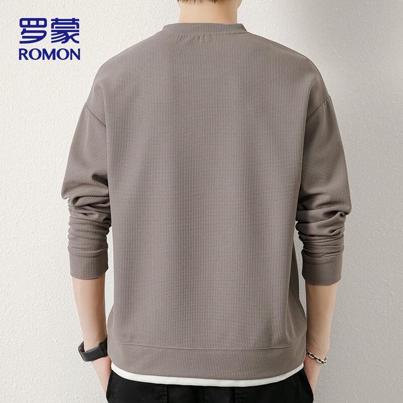 ROMON Men's Long Sleeve Round Neck Casual Top