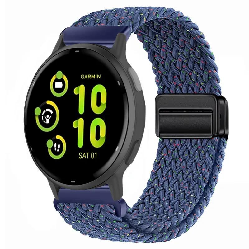 20/22mm Nylon Strap for Garmin Forerunner 55 165 970 570 965 955/Venu 4 45mm Magnetic Band Garmin Vivoactive 5 6/Vivomove Trend