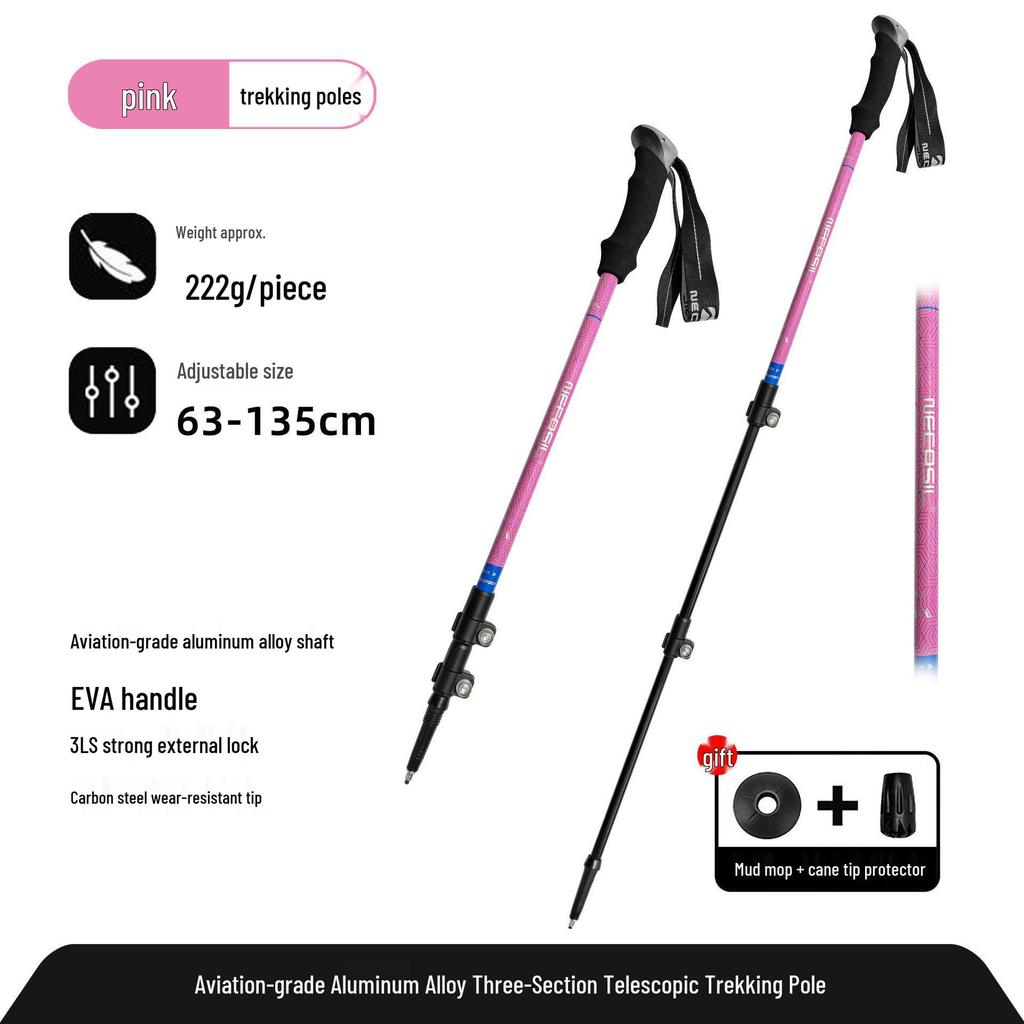 Newcastle Aluminum Hiking Poles - 3-Section Telescopic with External Lock for Outdoor Adventure