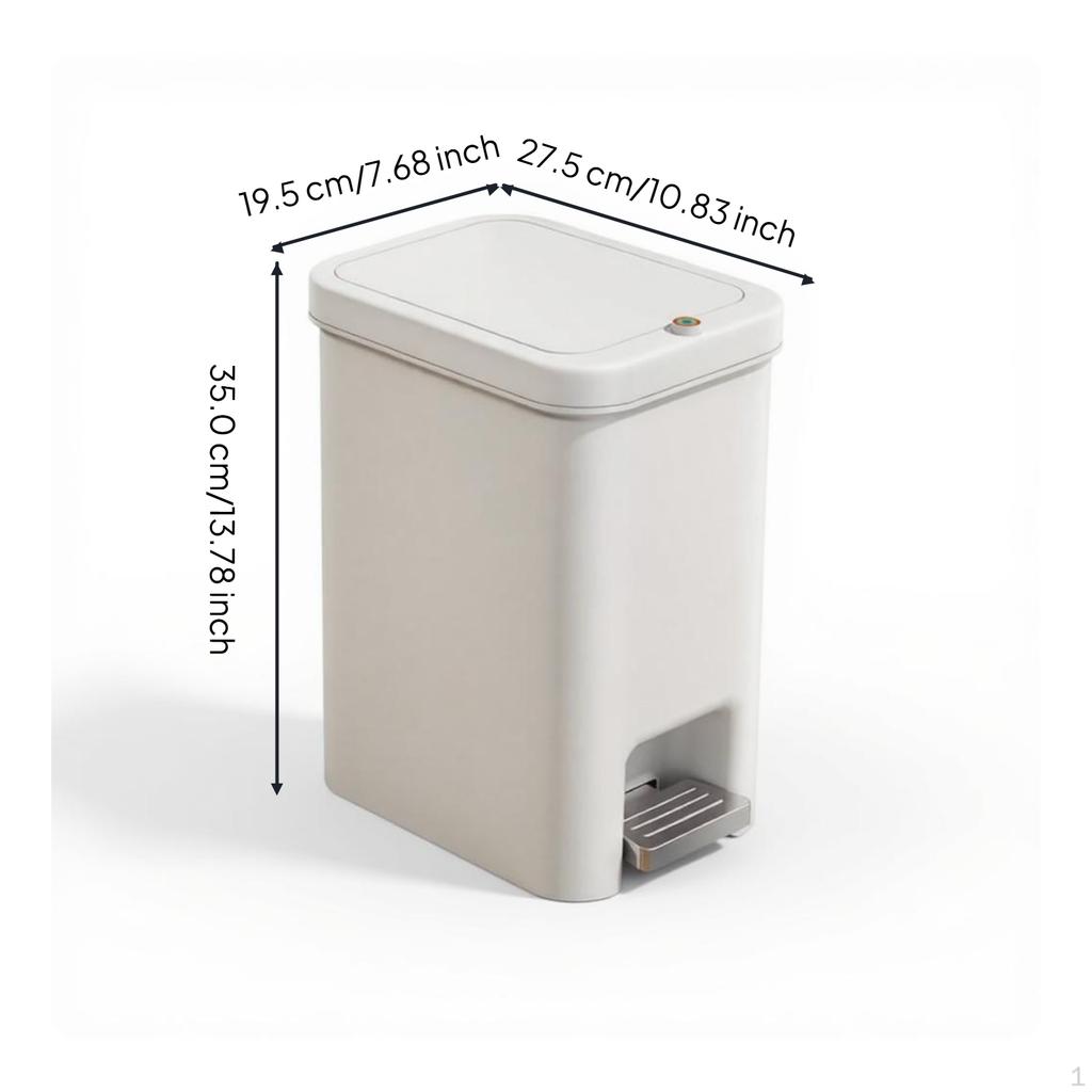 Trash Can With Lid, Large Capacity, sturdy, Kitchen, Bathroom, Home White 23x31.5x39.5cm