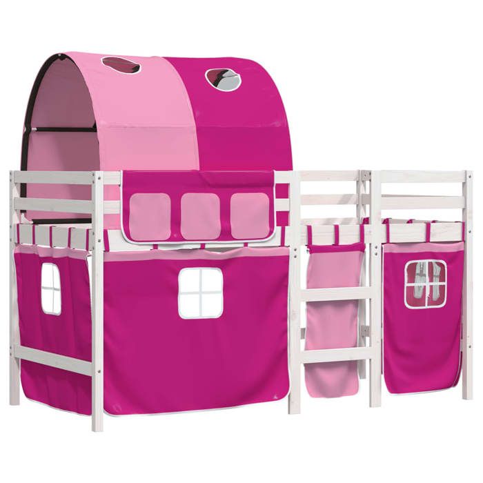 VidaXL Children's Mezzanine Bed with Tunnel, Mid Sleeper Bed with Storage, Bedroom Furniture, Modern, Pink 3283858