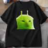 T-shirt Chat Alien Vert Femme Unisexe Chat Meme Tee Glorp Gnarp Cerveau de Chat T-shirt Mignon Rigolo Hauts Courts Manches Courtes en Coton Amples