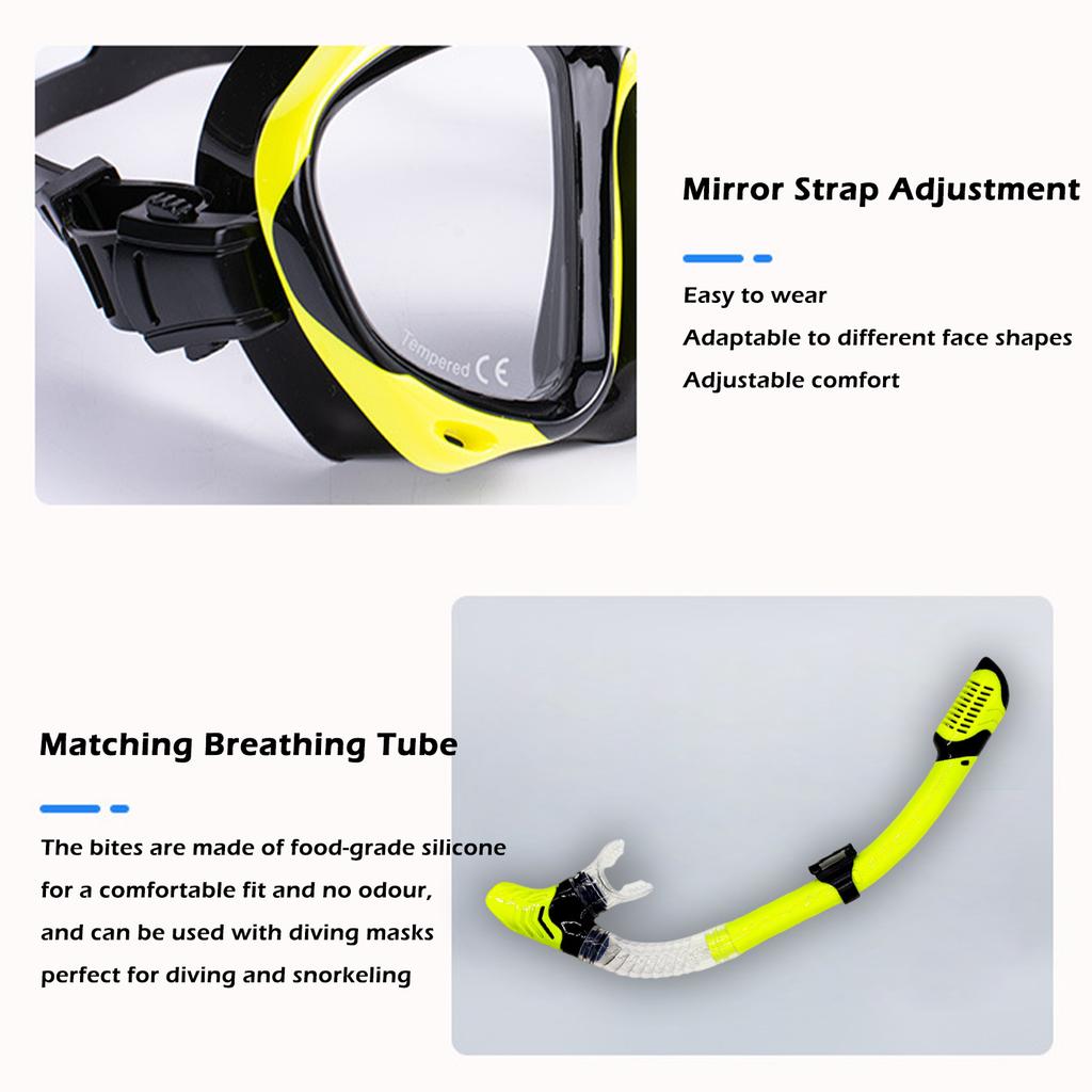 Professional Snorkel Diving Mask and Snorkels Goggles Glasses Diving Swimming Easy Breath Tube Set  Adult Unisex