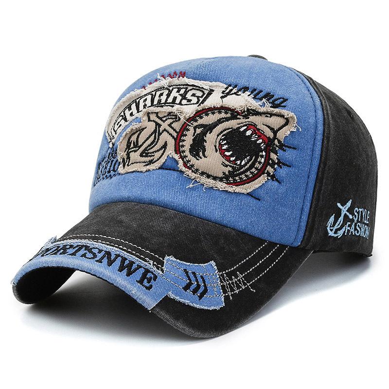 

Baseball Embroidery Shark Cap Outdoors Casual Peaked Caps Sun Protection Gift небо синє кольору