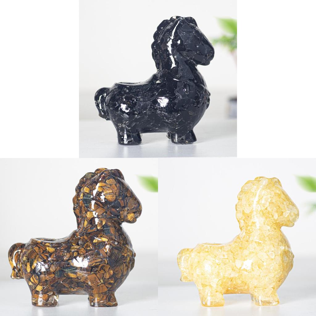 Resin Animal Figurine Decor With Crystals For Home Office And Gift Use