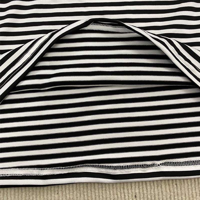 European and American Pullover Round Neck Long Sleeved Striped Printed T-shirt Retro High Street