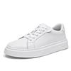 Men's Retro Cowhide Leather Casual Shoes - Low or High-Top, Large Size White Sneakers