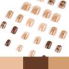 24 pezzi/set unghie finte corte retrò marrone rombo unghie finte adesivi indossabili impermeabili manicure unghie finite