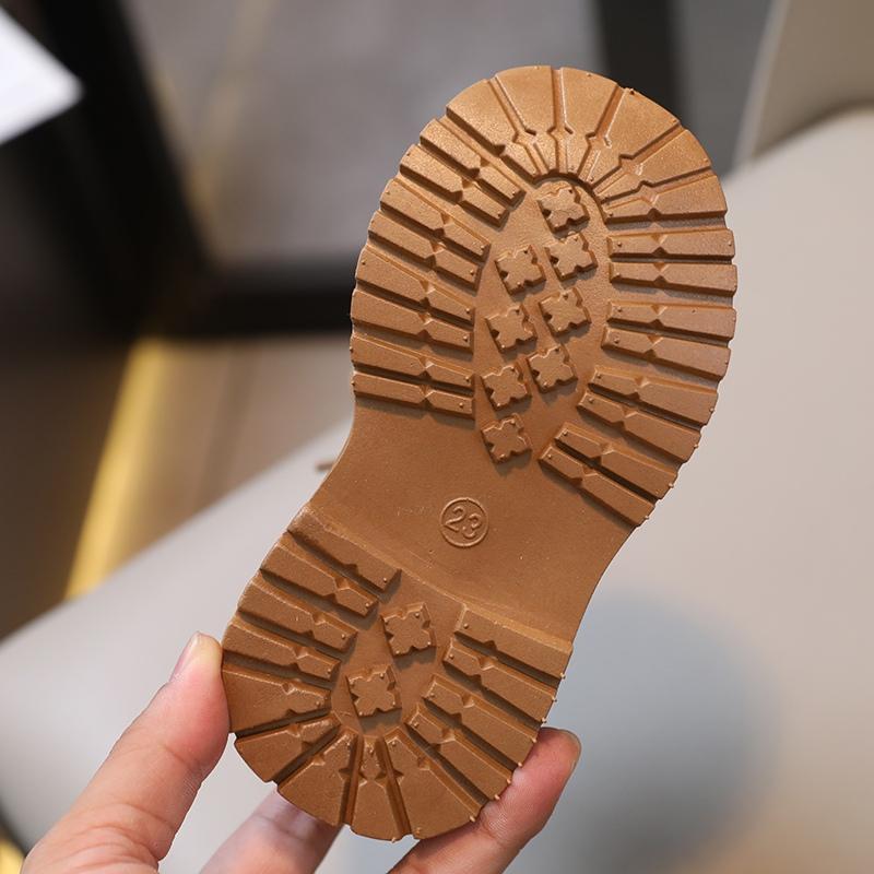 Podzim Zima Chlapci Dívčí Britský styl Boční zip Design Plus Sametové teplo Neklouzavé Krátké kozačky Kožené kozačky