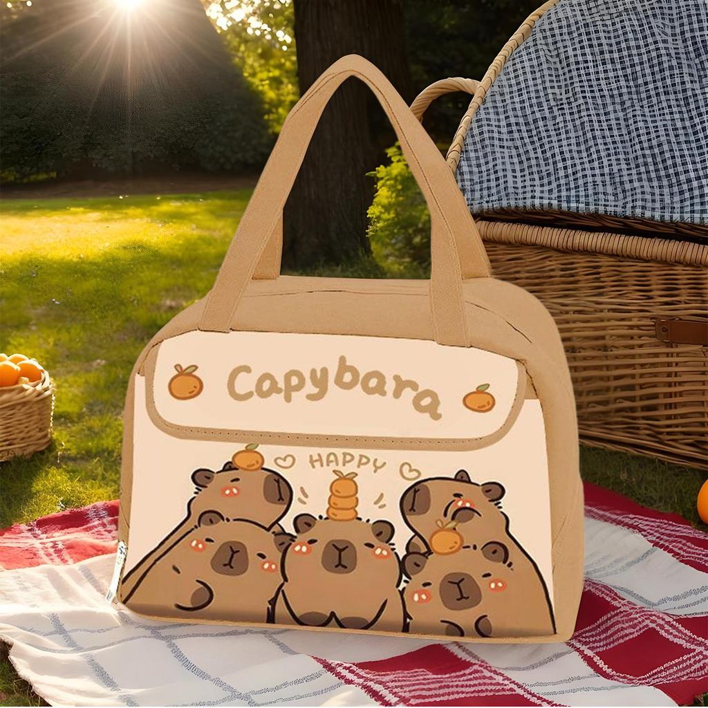 Lunch Bag For Women Cute Lunch Tote Capybara Pattern Thermal Leak-Proof Portable Pack For Teen Travel Work Toddler Picnic Beach