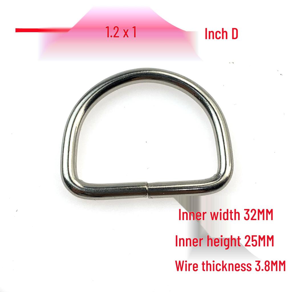 3.8mm Thick D-Ring Buckle Hardware for Bag Straps and Side Hooks