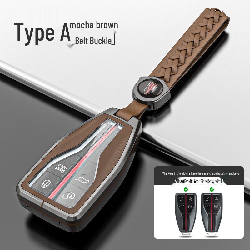 Premium Metal Key Case for Hongqi H5, H7, HS5, HS7 - Luxury Car Remote Holder with Buckle
