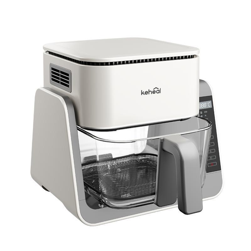 Переворачиваемая аэрофритюрница Keheal: Многофункциональная прозрачная электрическая духовка для жарки и тушения. белый