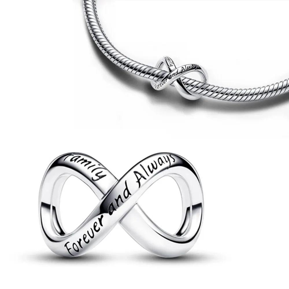 Brand New Infinity Knot Charm Bead Components Copper Metal Bead Components Hearts Secure Safety Chain Compatible With Authentic Original Bracelets