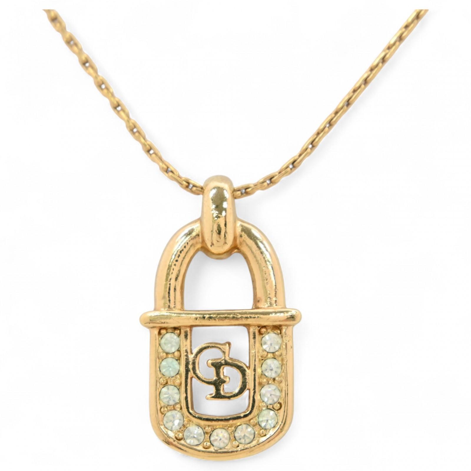 

Auth CHRISTIAN DIOR Padlock Motif Necklace di5609bd