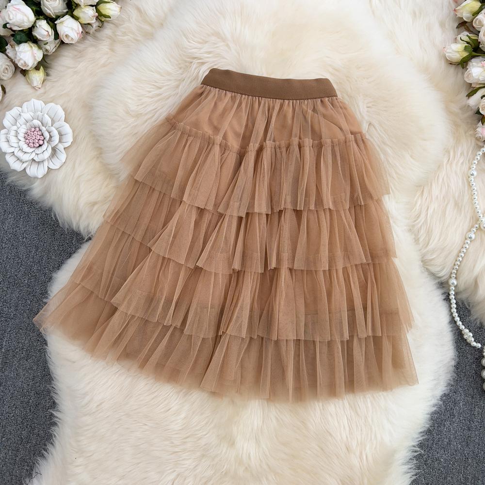 Mesh Multilayer Puff Cake Short Skirt Summer Short High Waist Sexy A-Line Skirt
