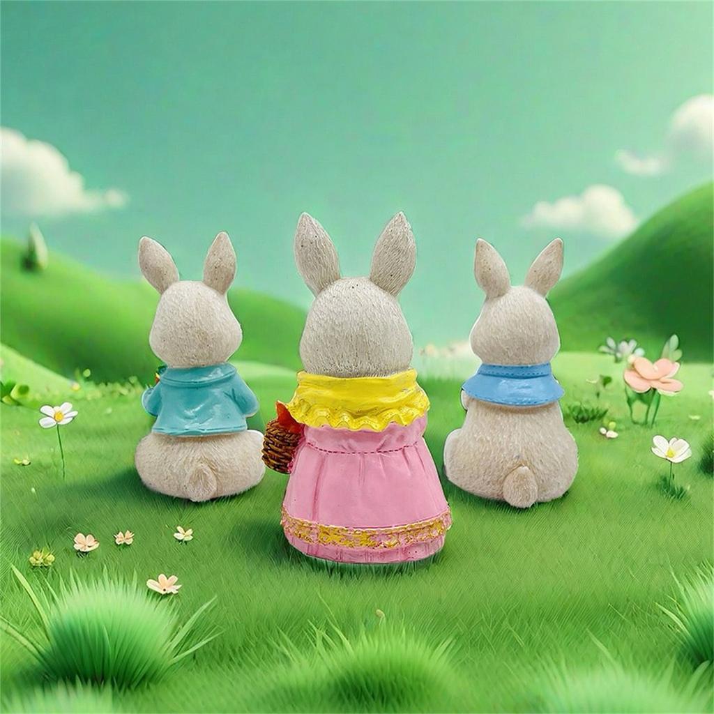 5.9 Inch Resin Bunny Decoration Spring Easter Decorative Figurine Desktop Ornaments For Party Home Festival Cute Bunny Easter Gift