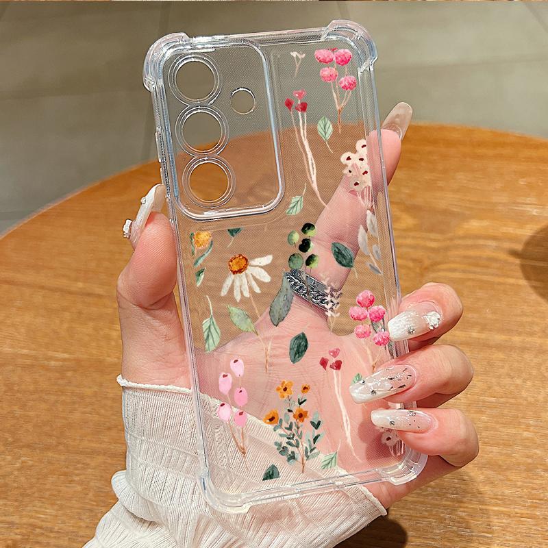 Colorful Flowers Phone Case For Samsung Galaxy S25 Edge S24 FE S25 S24 S23 S22 Ultra A36 A56 A16 A55 A54 A15 5G Clear TPU Cover