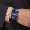 Waterproof Watch For Men Casual Sports Luminous Men's Quartz Wristwatches Stainless Steel Square Chronograph Reloj Hombre
