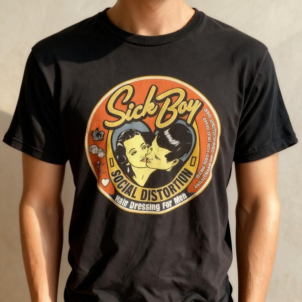 Social Distortion Sick Boy 90039s Black Short Sleeve Unisex Tshirt S5XL Unisex T-Shirt XXXL