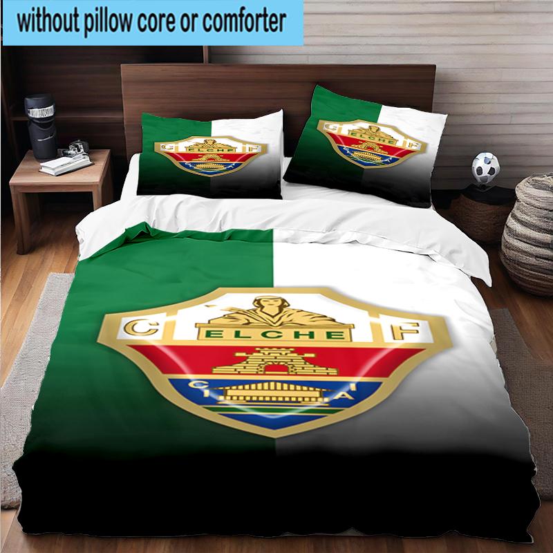 3PCS Football Elche Crest Design Bedding Set,Including 1pc Duvet Cover And 2pcs Pillowcases Perfect for Bedroom, Dormitory, Fan Christmas gift