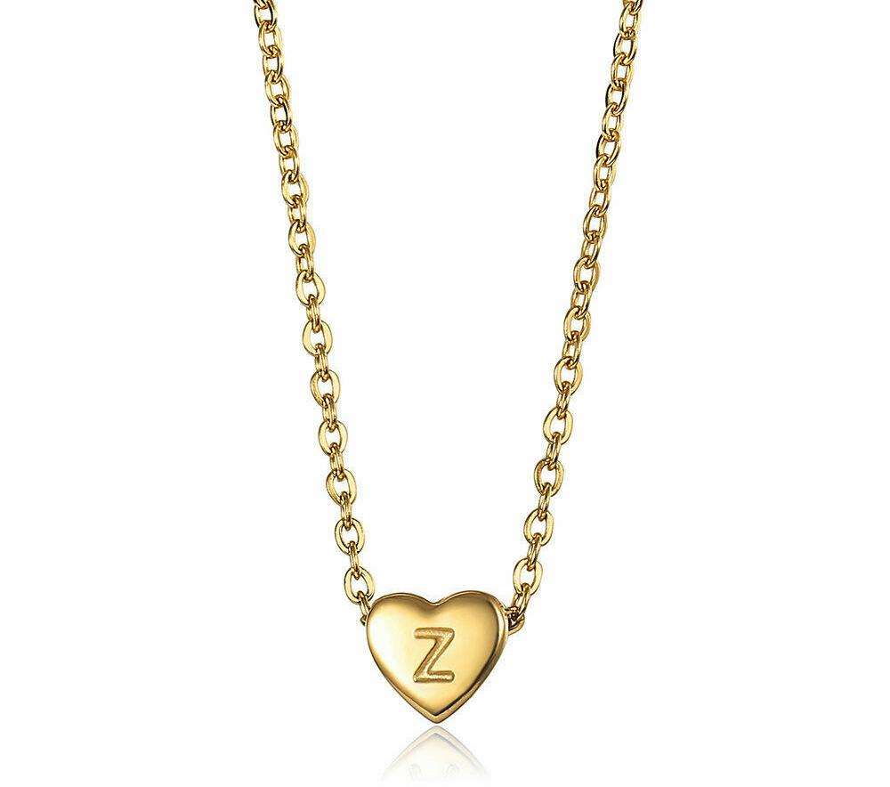 

AZ письмо любовь кулон золотого цвета ожерелье из нержавеющей стали памятный подарок для женщин и девочек Z