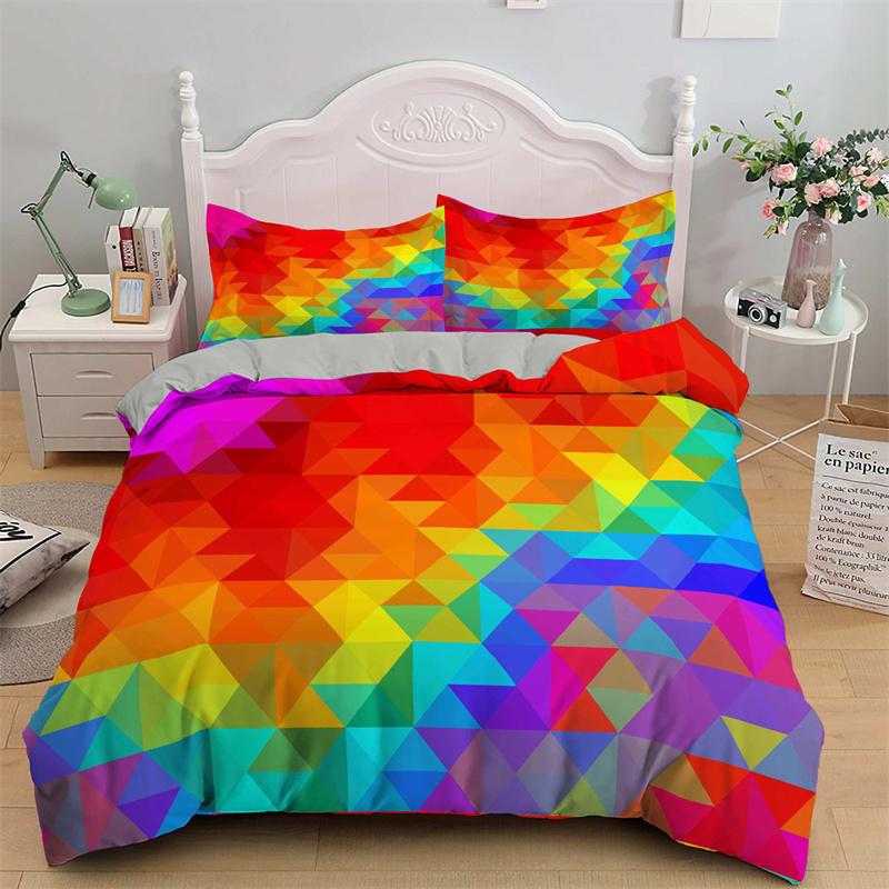 Psychedelic Swirl Duvet Cover Colorful Abstract Geometric Bedding Set Microfiber Bohemia Floral Quilt Cover King For Girls Teens