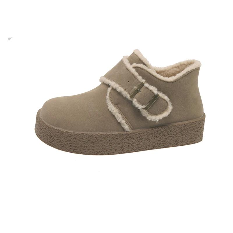 Fashion Women Flats Platform Ankle Snow Boots New Winter Short Plush Suede Warm Shoes Women 2025 Trend Casual Walking Fur Cotton Botas