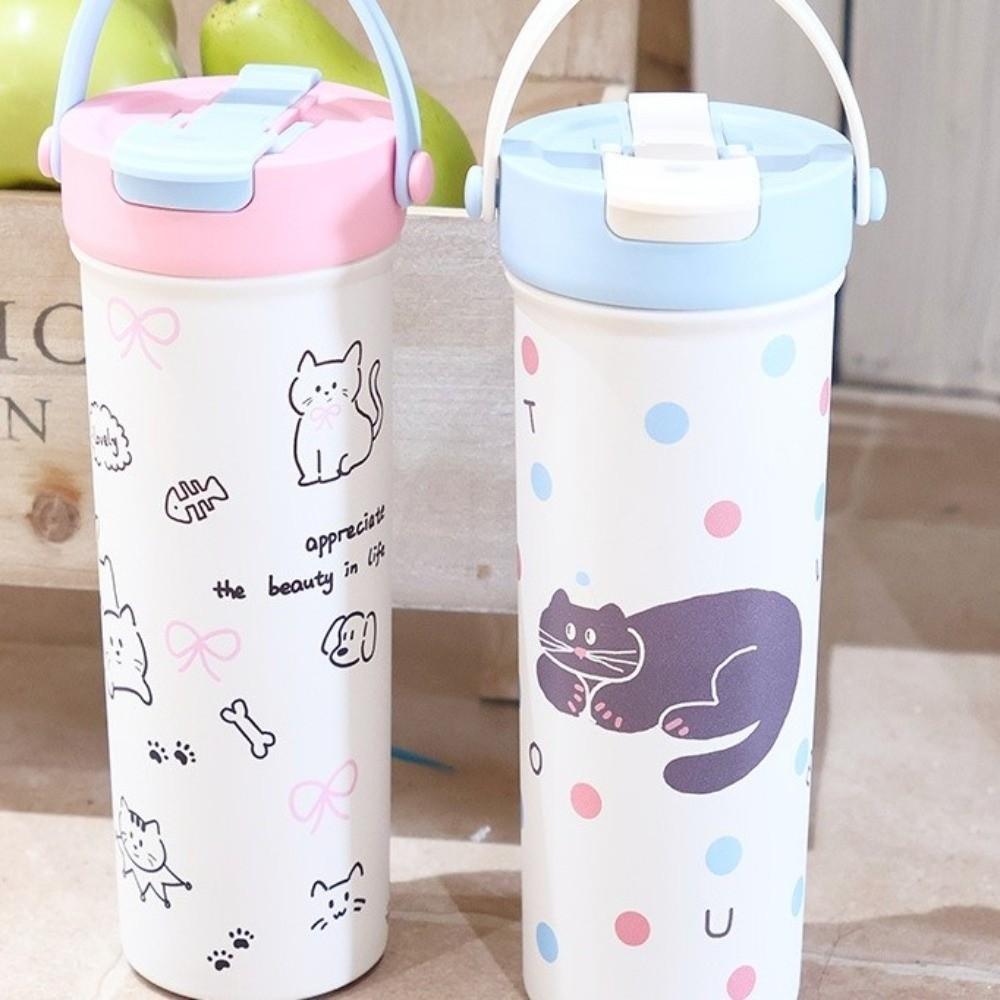 Leak-proof Insulated Cup 600ml Vacuum Flasks Water Bottle Travel Tumbler  Cold Drink