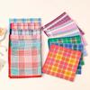 3Pcs Handkerchief Thin Pure Cotton Water-Absorbent Plaid Handkerchief Sweat-wiping Color Mixing 3Pcs