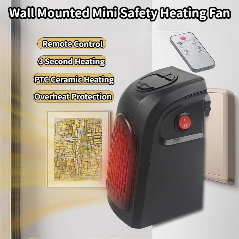 Mini Portable Electric Fan Heater Wall Plug-In with Thermostat for Home Office Desk Warmer Heating Stove