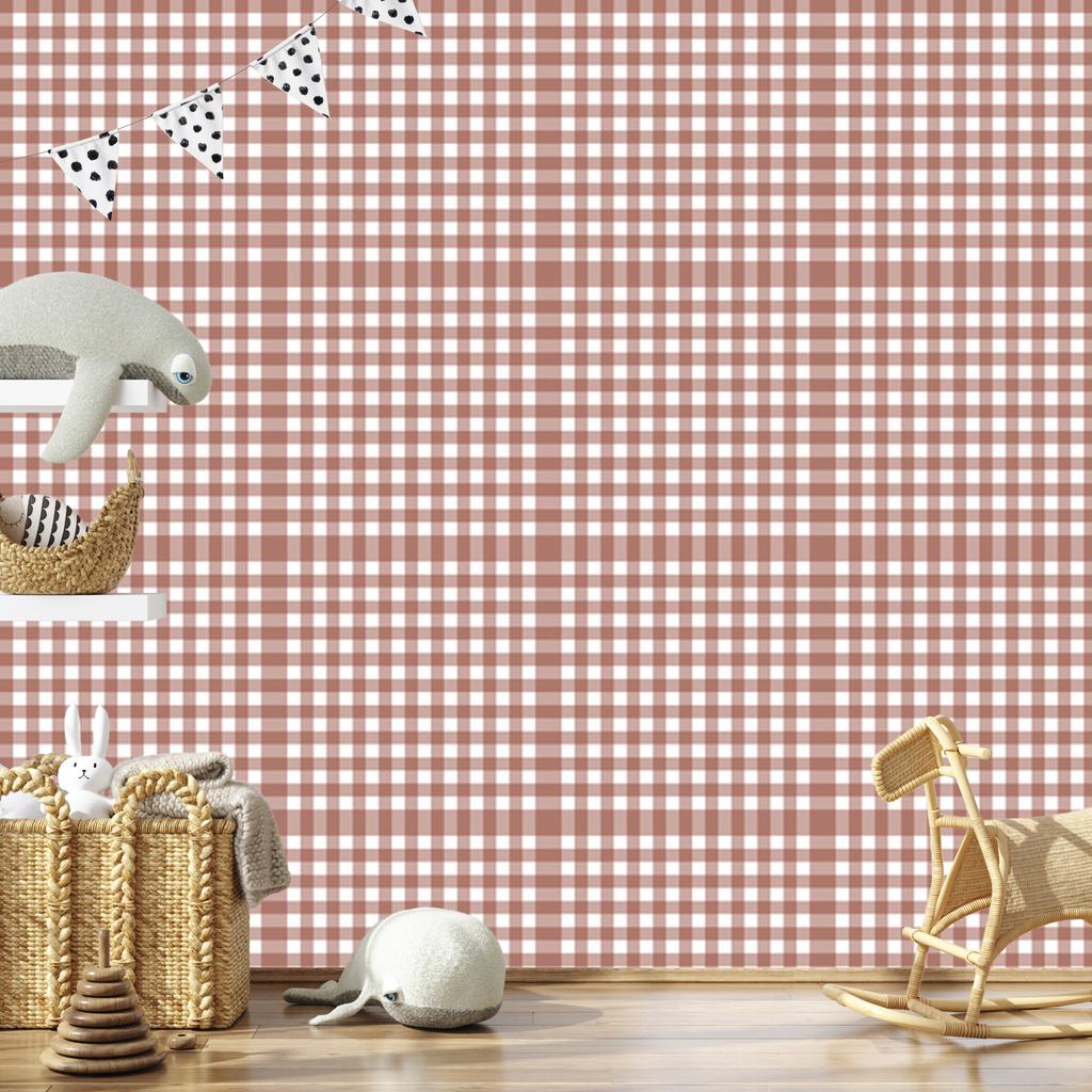 Wallpaper Fabric Pattern Red, Coral and Orange 50x1000